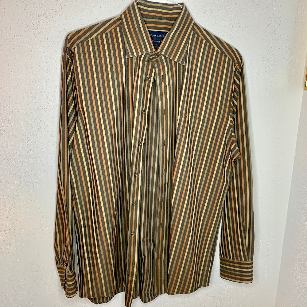 Scott Barber Men's Brown Pinstripe Shirt